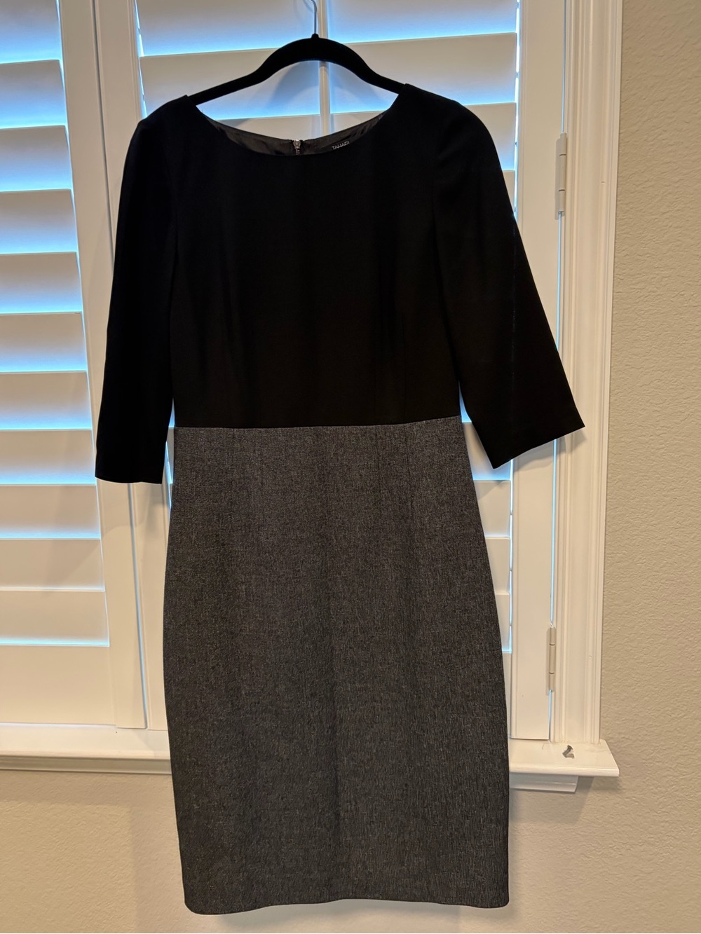 Tahari Black and Gray Sheath Dress